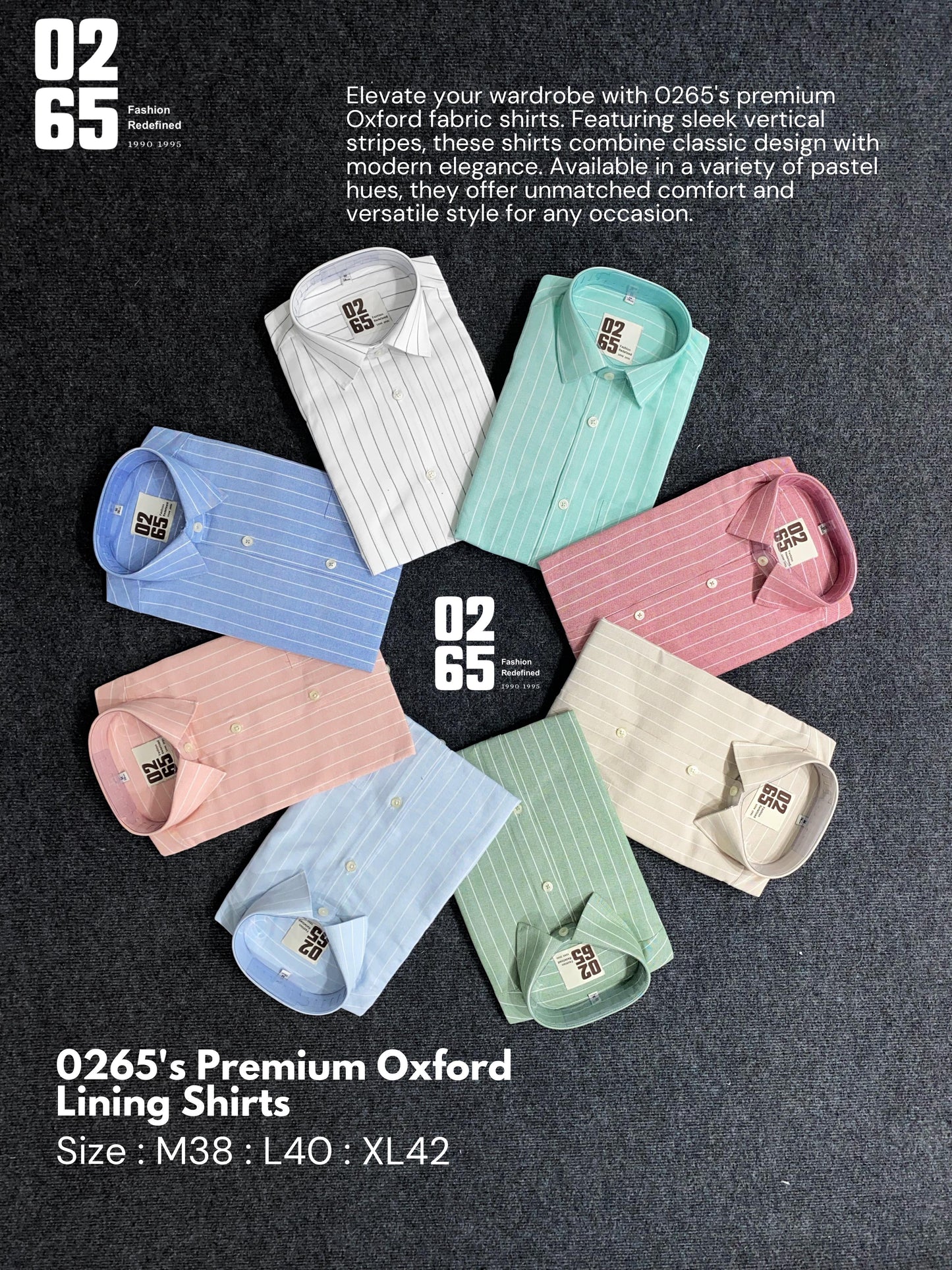 Premium Yarn Dyed Oxford Lining Full Sleeve Shirt by 0265, featuring a classic design, regular fit, and breathable, soft fabric. Durable, color-retaining, and perfect for casual or semi-formal wear. Affordable quality at ₹750.
