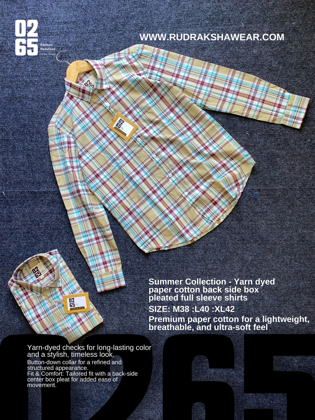 Summer Collection - Yarn Dyed Paper Cotton Back Side Box Pleated Full Sleeve Shirts