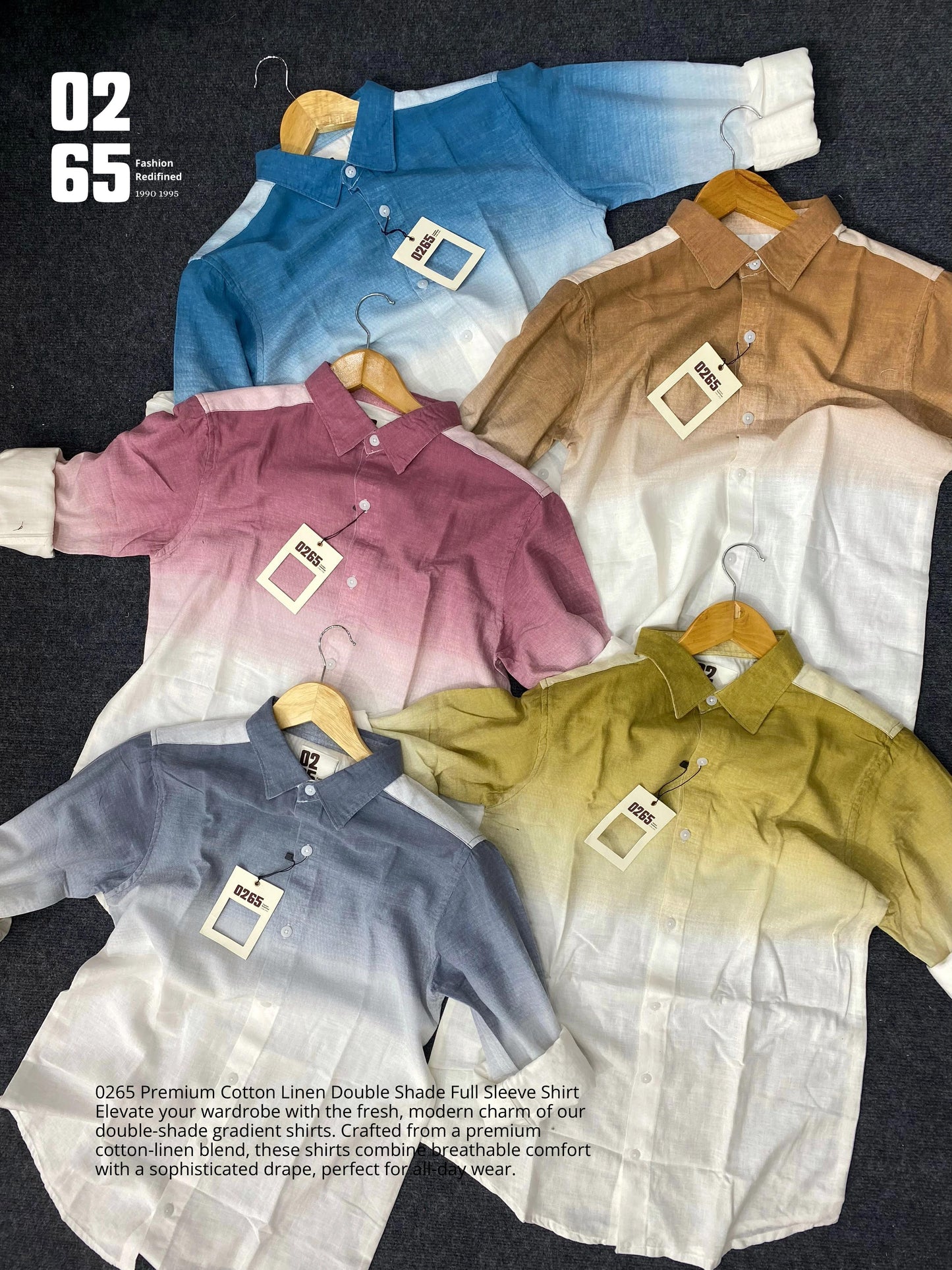 0265 Premium Double Shaded Cotton Linen Full Sleeve Shirt - Ultra Soft Fabric