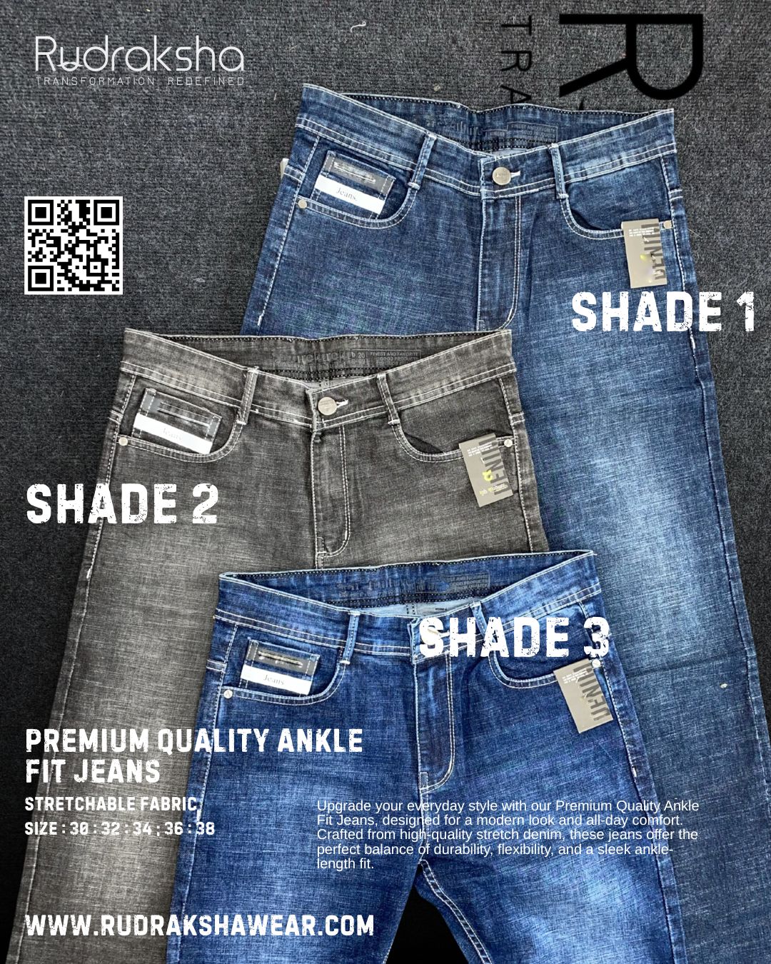 Premium Quality Ankle Fit jeans | Stretchable