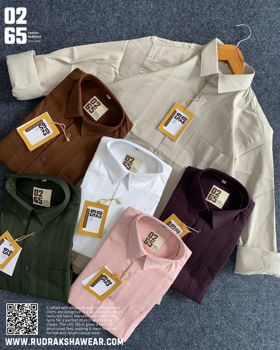 0265 Courdroy Nylon Lycra Full Sleeve Shirts | Inbuilt Collar Stays | Festival Collection