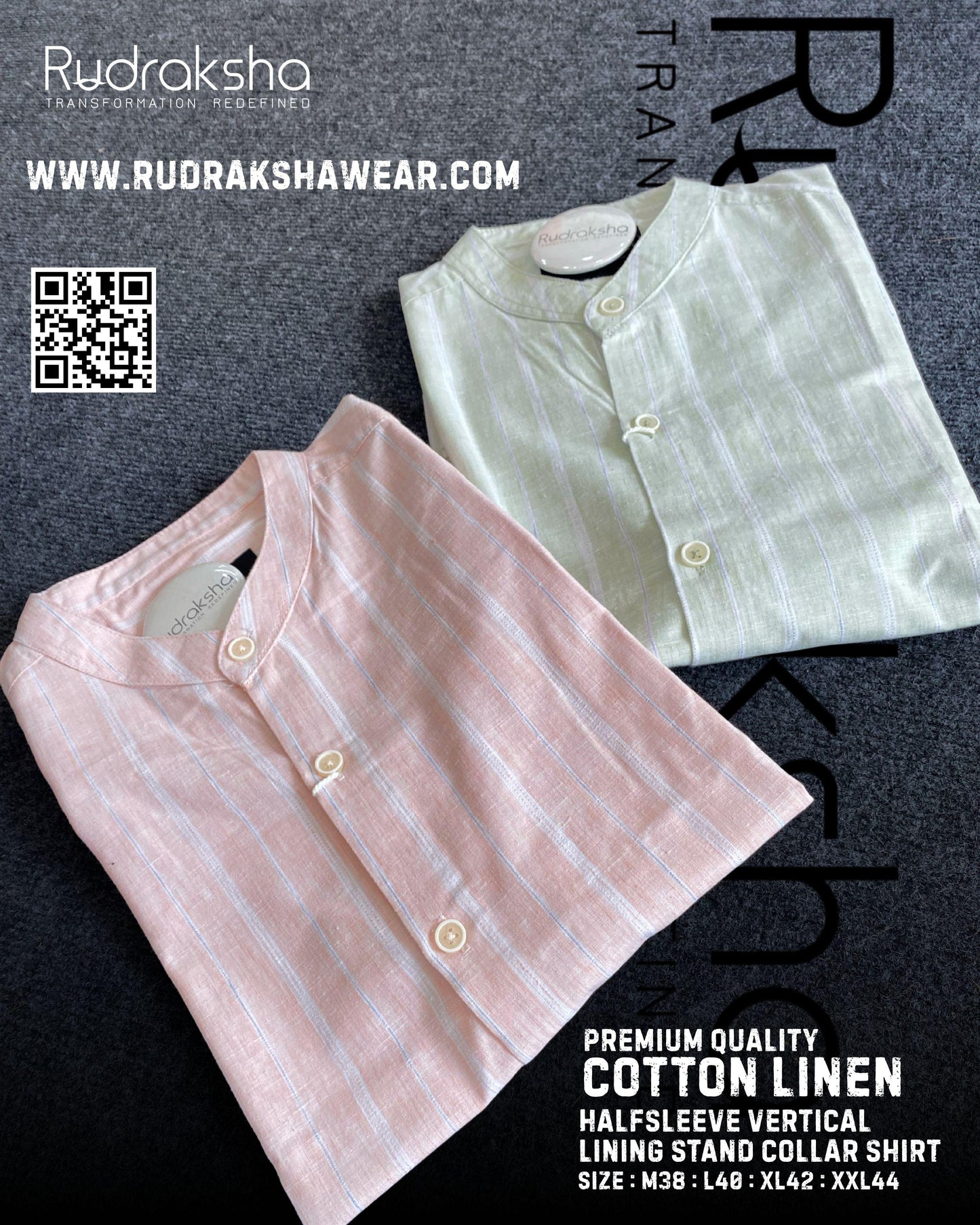 Premium Cotton Linen Stand Collar Half Sleeve Shirt