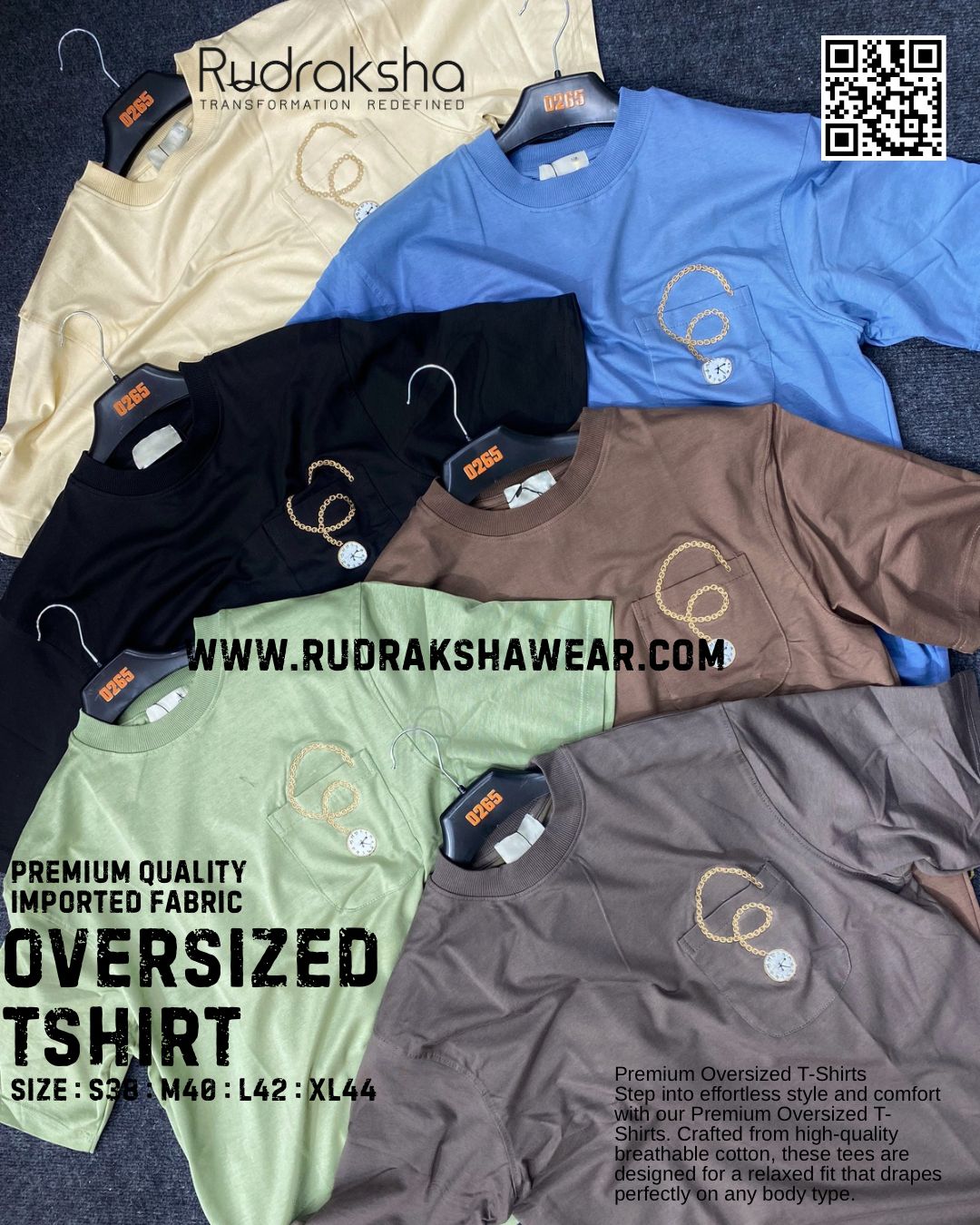 Premium Quality Imported 100% Cotton Fabric Oversized T-shirts | 220 GSM | Embroidered Work
