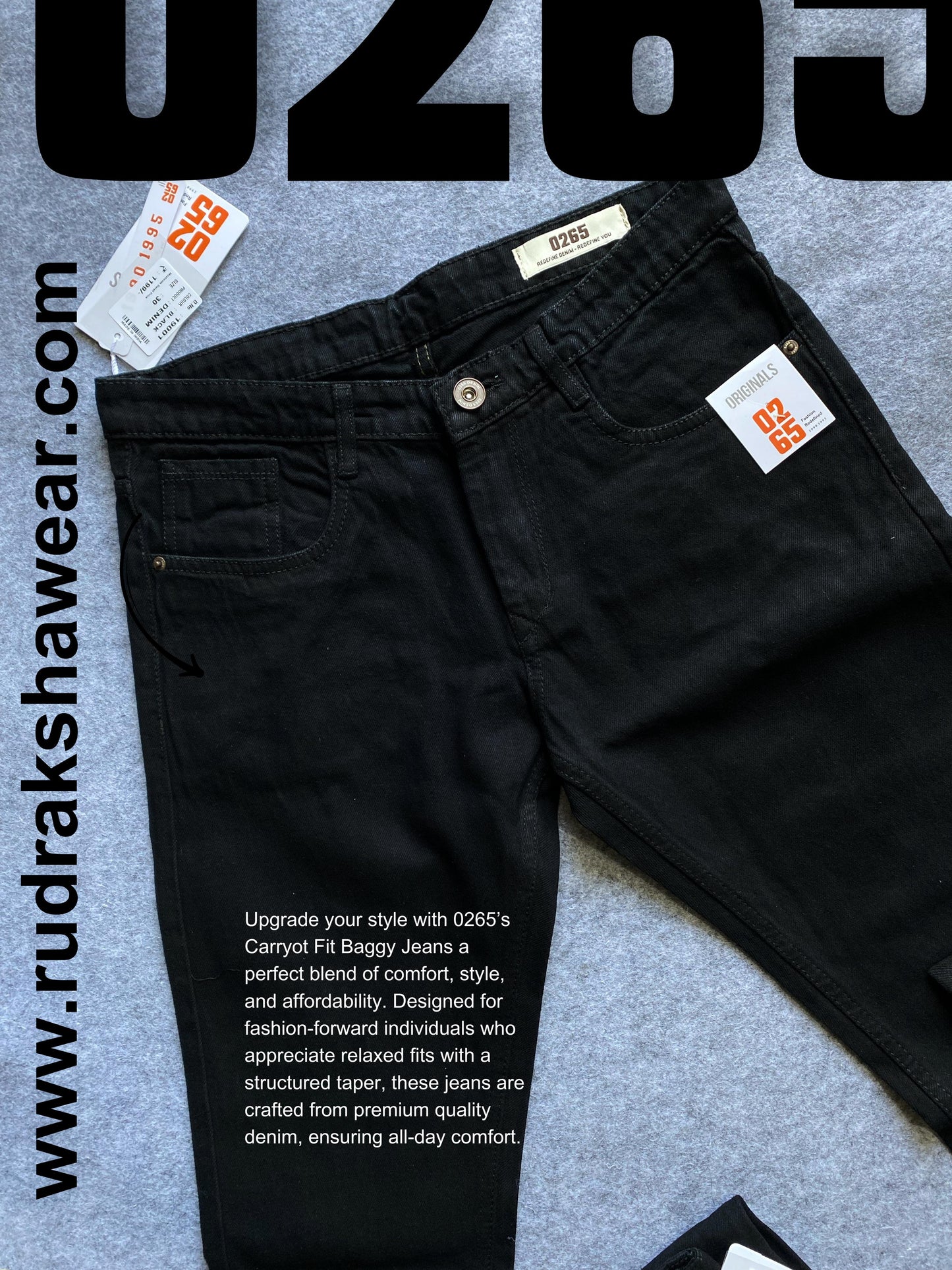 Black Carrot Fit Baggy Jeans By 0265