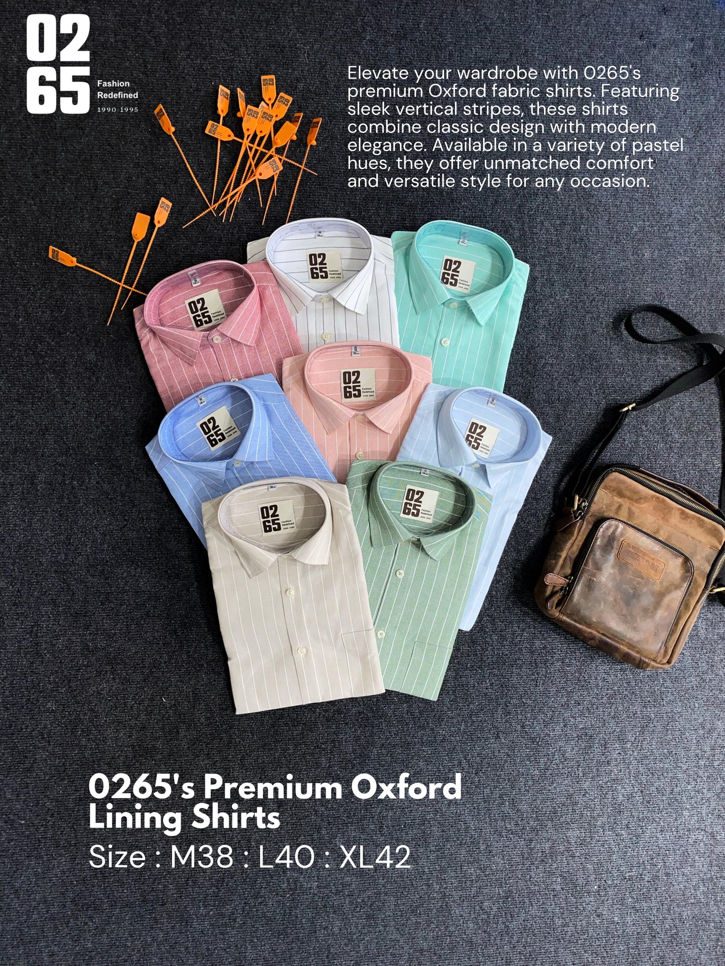 Premium Yarn Dyed Oxford Lining Full Sleeve Shirt by 0265, featuring a classic design, regular fit, and breathable, soft fabric. Durable, color-retaining, and perfect for casual or semi-formal wear. Affordable quality at ₹750.