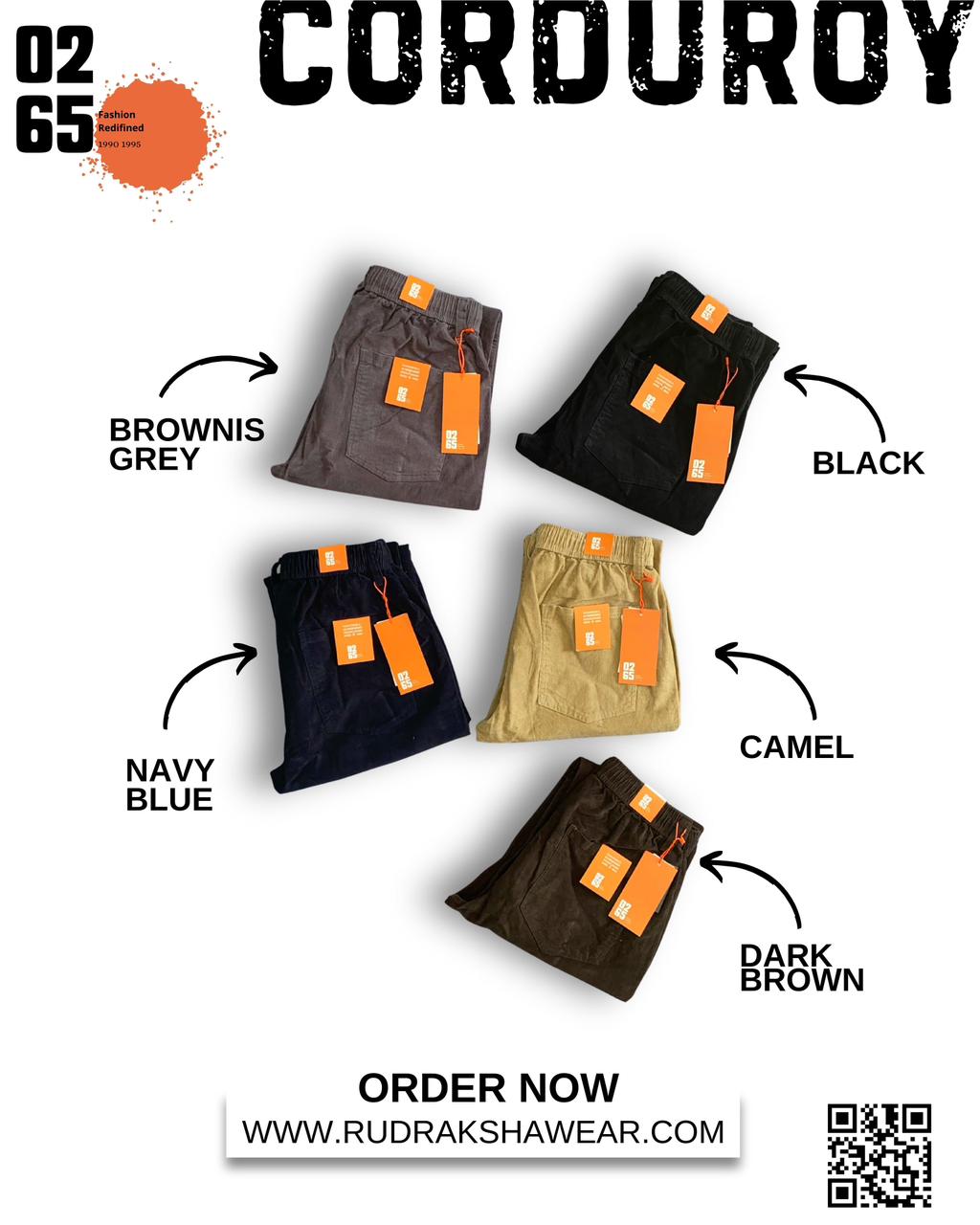 0265 Premium corduroy pant | Best for travelling | Casual wear | Quality Drawstring | Durable elastic waist band | 1 out of 2 Font Pocket with smooth zipper | 2 Back side pockets | Comfort in every move