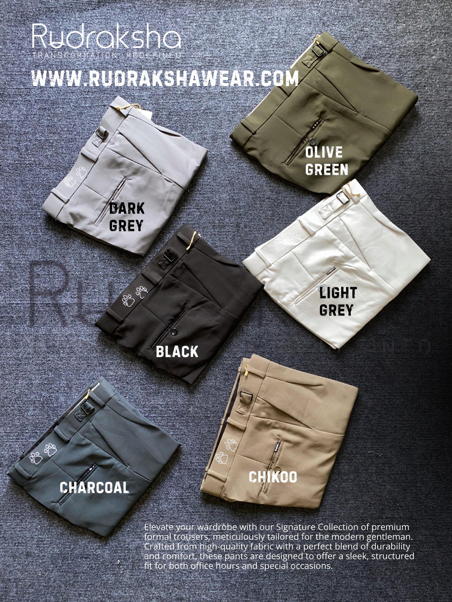 Premium Trousers With Buckle and Extended Belt - Imported Wrinkle Resistant Fabric