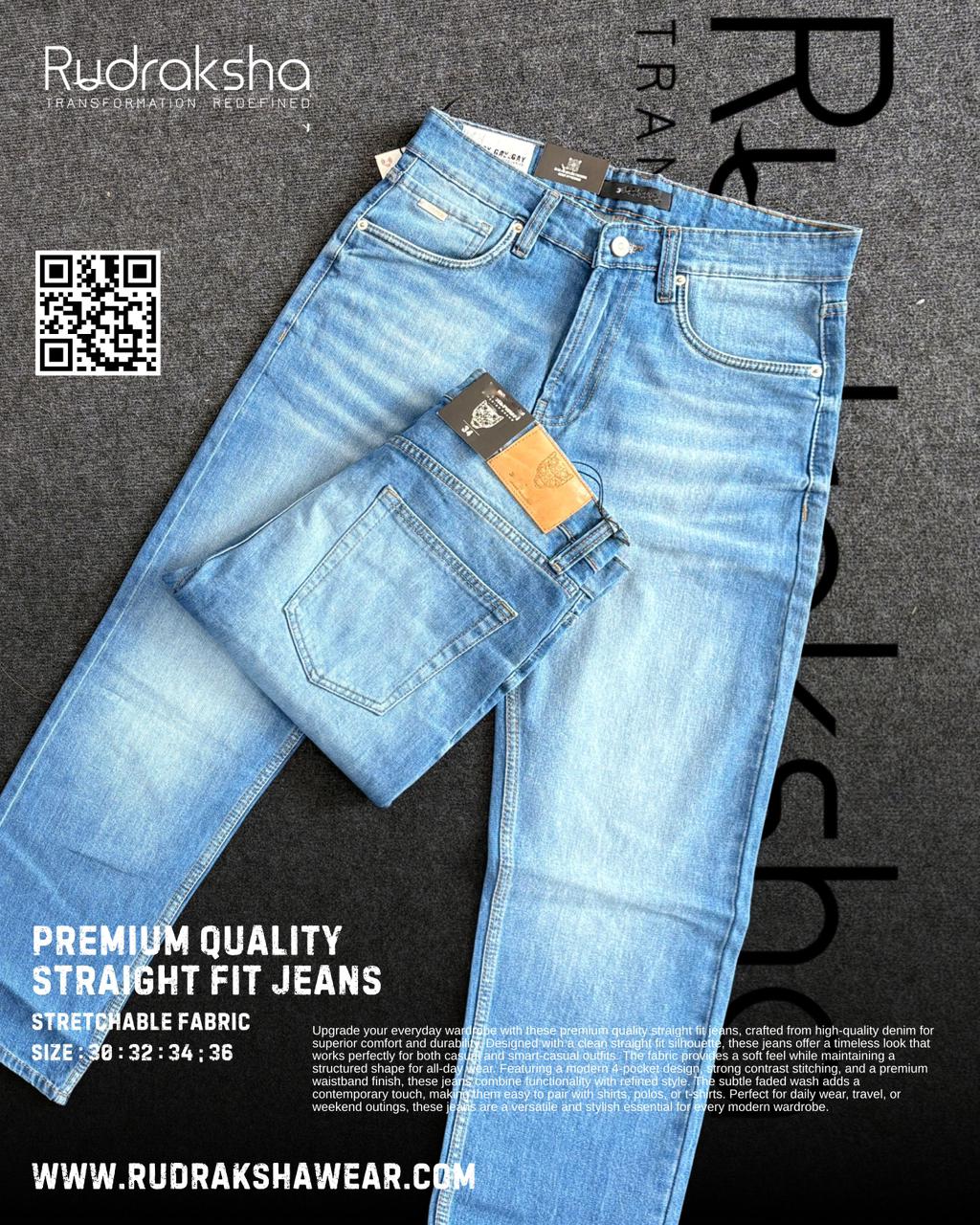 Straight Fit Jeans | Premium Quality | Stretchable | Length 40” | Long Lasting Shades | Comfort in every move
