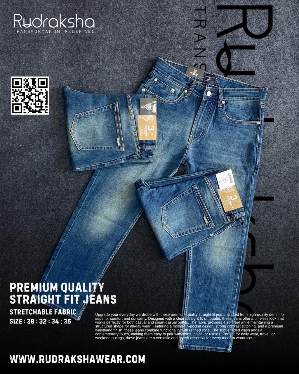 Straight Fit Jeans | Premium Quality | Stretchable | Length 40” | Long Lasting Shades | Comfort in every move