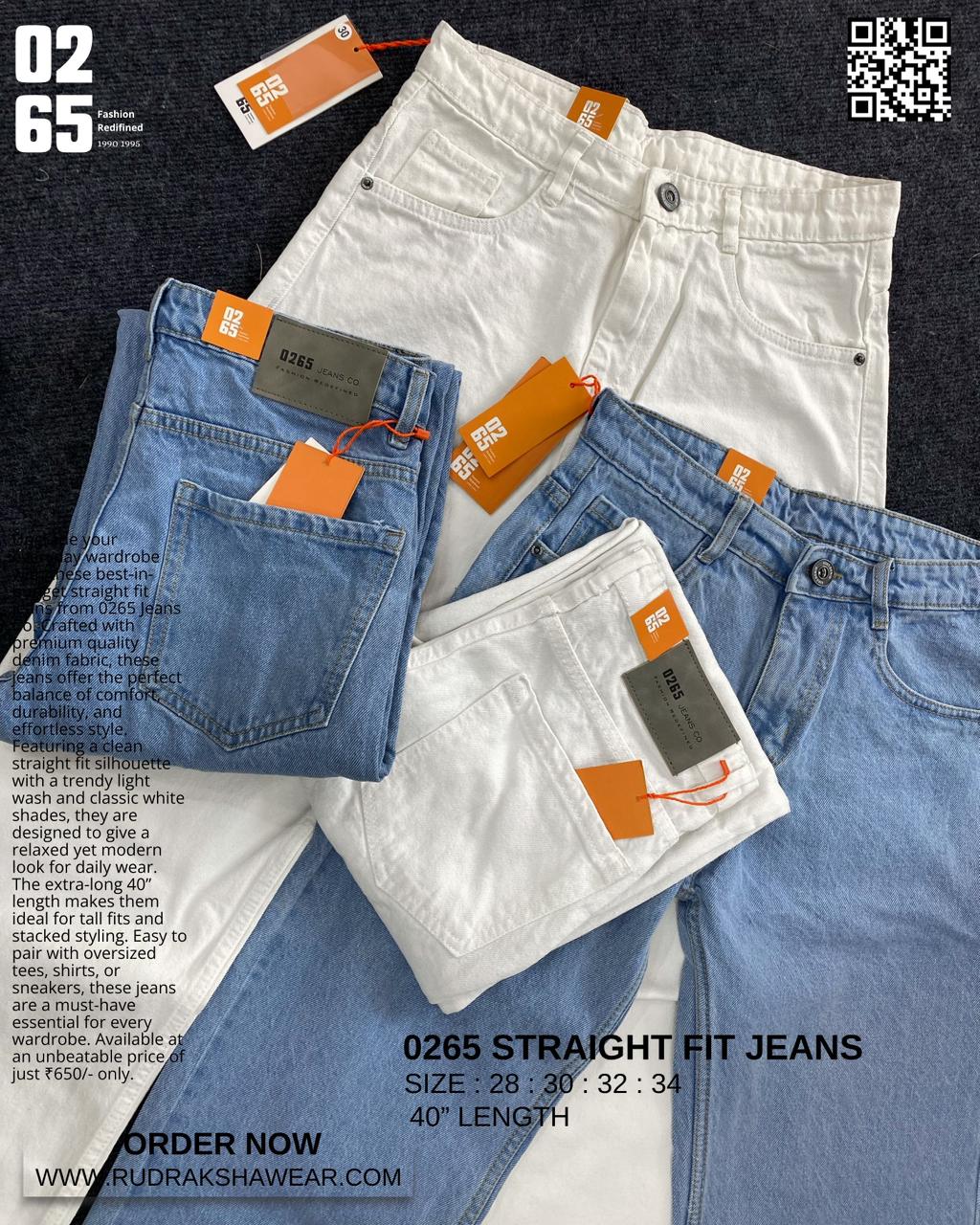 0265 Straight Fit Jeans | Non Stretch | Trendy | Durable | Comfortable | Length 40" to 40.5"