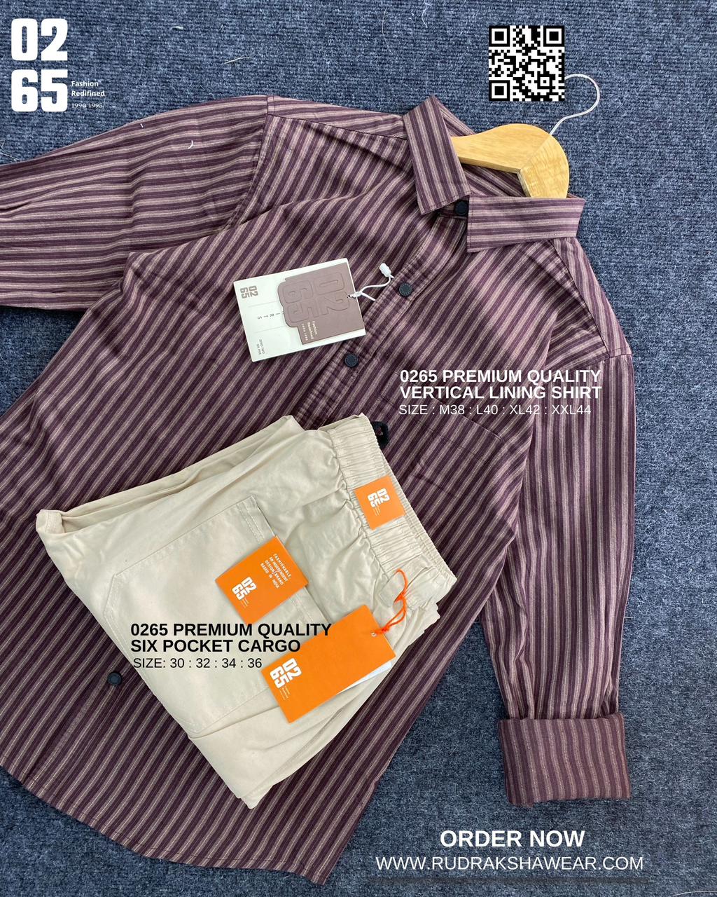 Combo - 0265 Premium Lining Shirt + 0265 Six Pocket Cotton Cargo