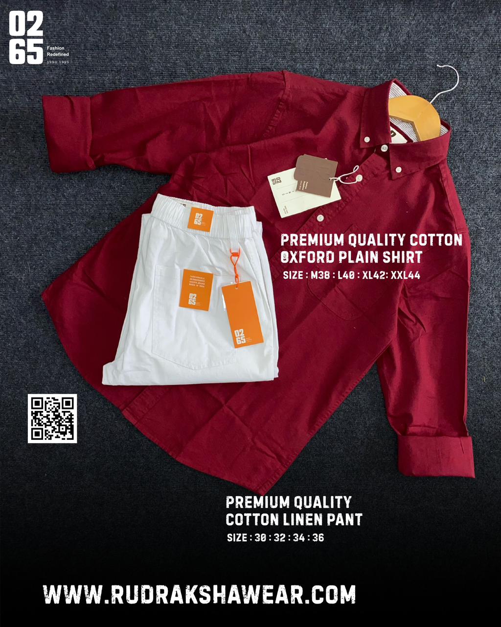 0265 Combo - Shirt + Cotton linen pant - Maroon & White