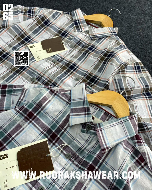 0265 Yarn Dyed Textured Checks Full Sleeve Shirt | Backside Box Pleat |