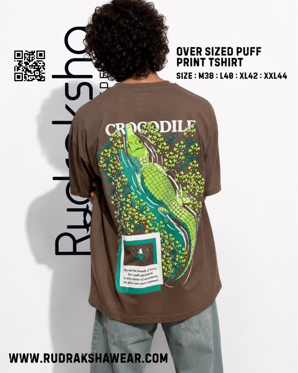 Imported Cotton Interlock oversized half sleeve t-shirt | Puff screen print | 240 GSM | Brown