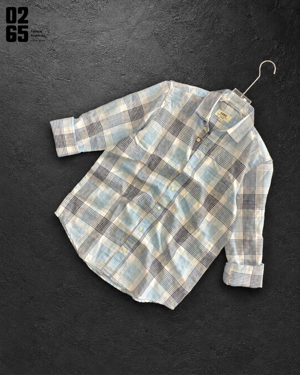 0265 Slub Cotton Full Sleeve Yarn Dyed Shirt | Backside Box Pleat - ART402
