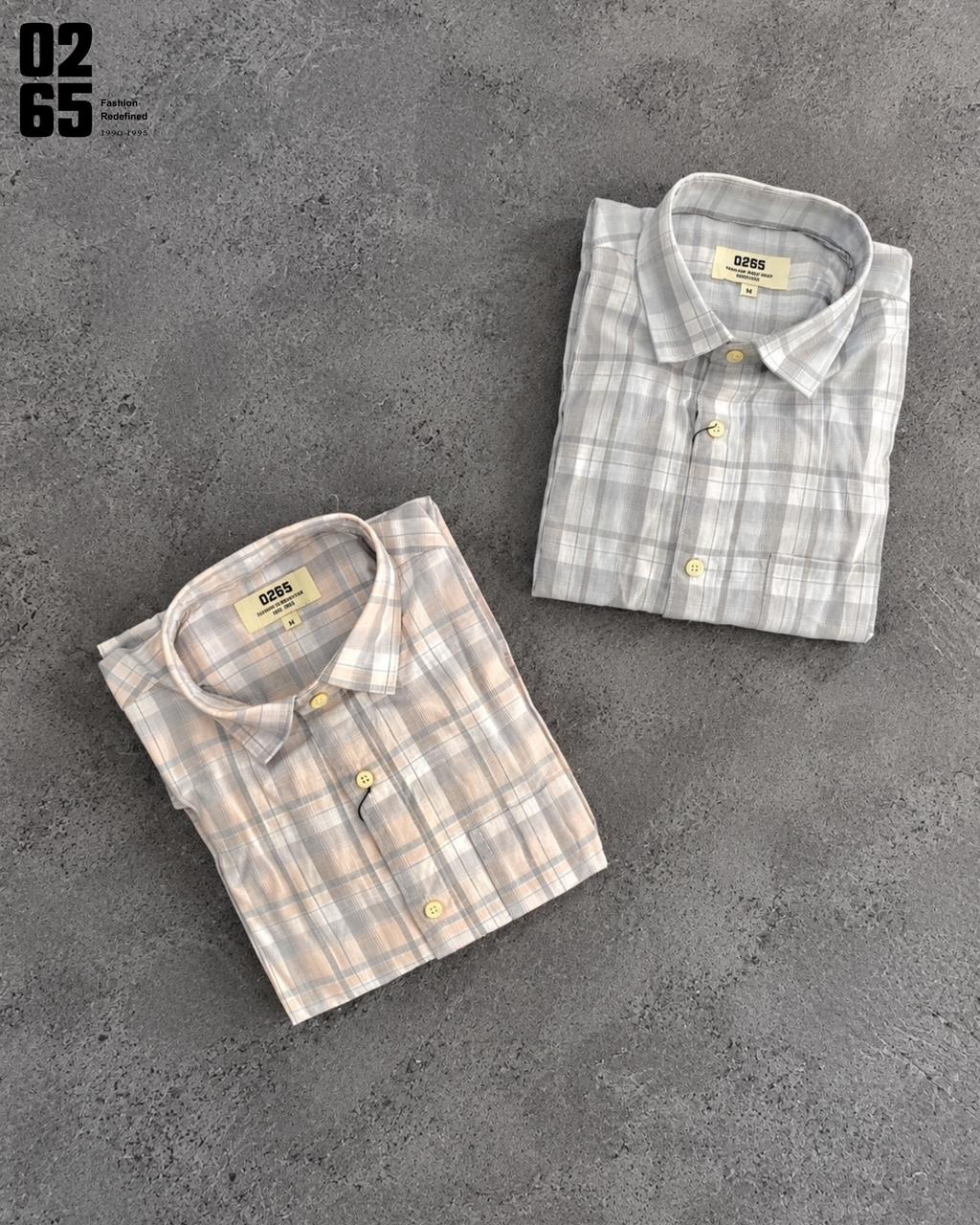 0265 Slub Cotton Full Sleeve Yarn Dyed Shirt | Backside Box Pleat - ART407