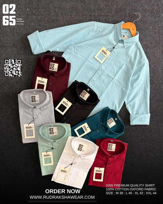 0265 premium cotton oxford full sleeve shirt button down collar men