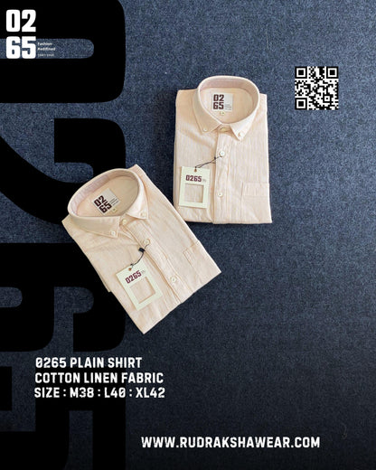 0265 Plain Cotton Linen Full Sleeve Shirt | Back Side Box Pleated