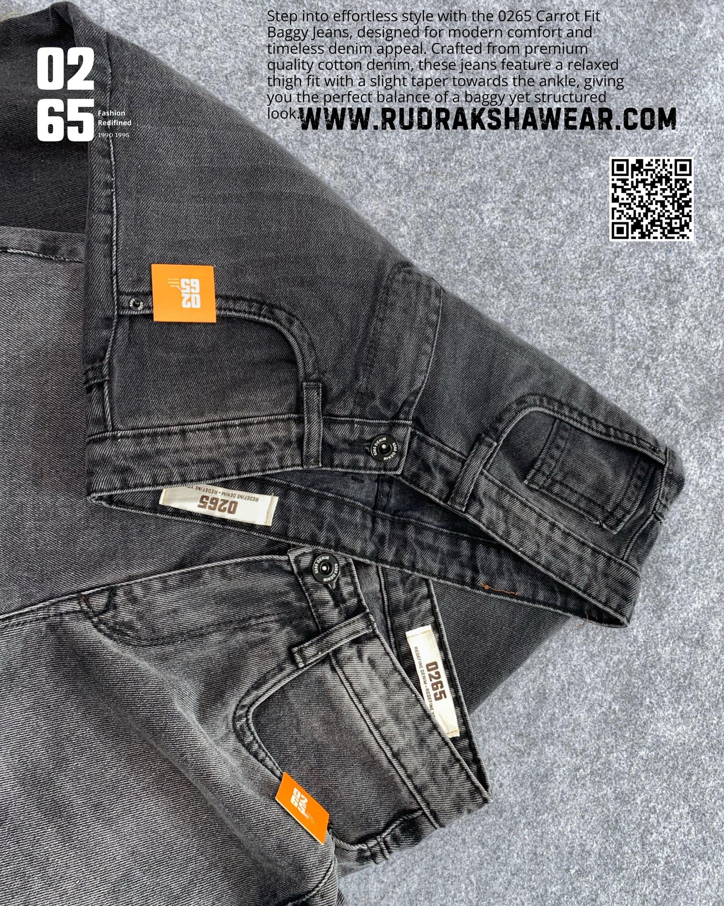 Whisker Carrot Fit Baggy Jeans By 0265 | New Introduction | Non Stretchable | Length 39"/ 40"