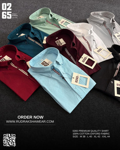 0265 Plain Full Sleeve Oxford Shirt | Inside Placket Tape