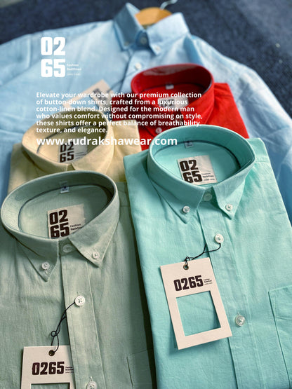 Cotton Linen Full Sleeve Shirts- Button Down Collar