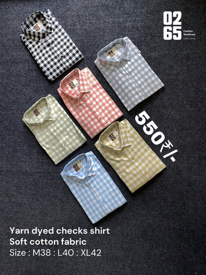 Yarn Dyed Checks Full Sleeve Shirt With Corduroy Elbow Patch By 0265