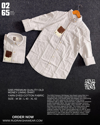 0265 Premium Old Money Vertical Lining Textured Full Sleeve Shirt | 100% Cotton Fabric | Back Side Pleated | Button Down Collar