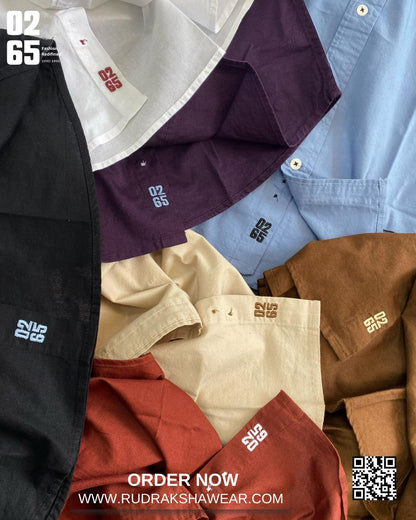 0265 Premium Plain Full Sleeve Shirt | Button Down Collar | Back Side Box Pleated With Loop | 100% Cotton Oxford Fabric