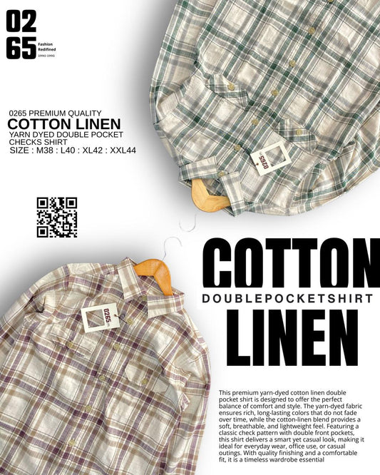 0265 Double Pocket Cotton Linen Full Sleeve Shirt