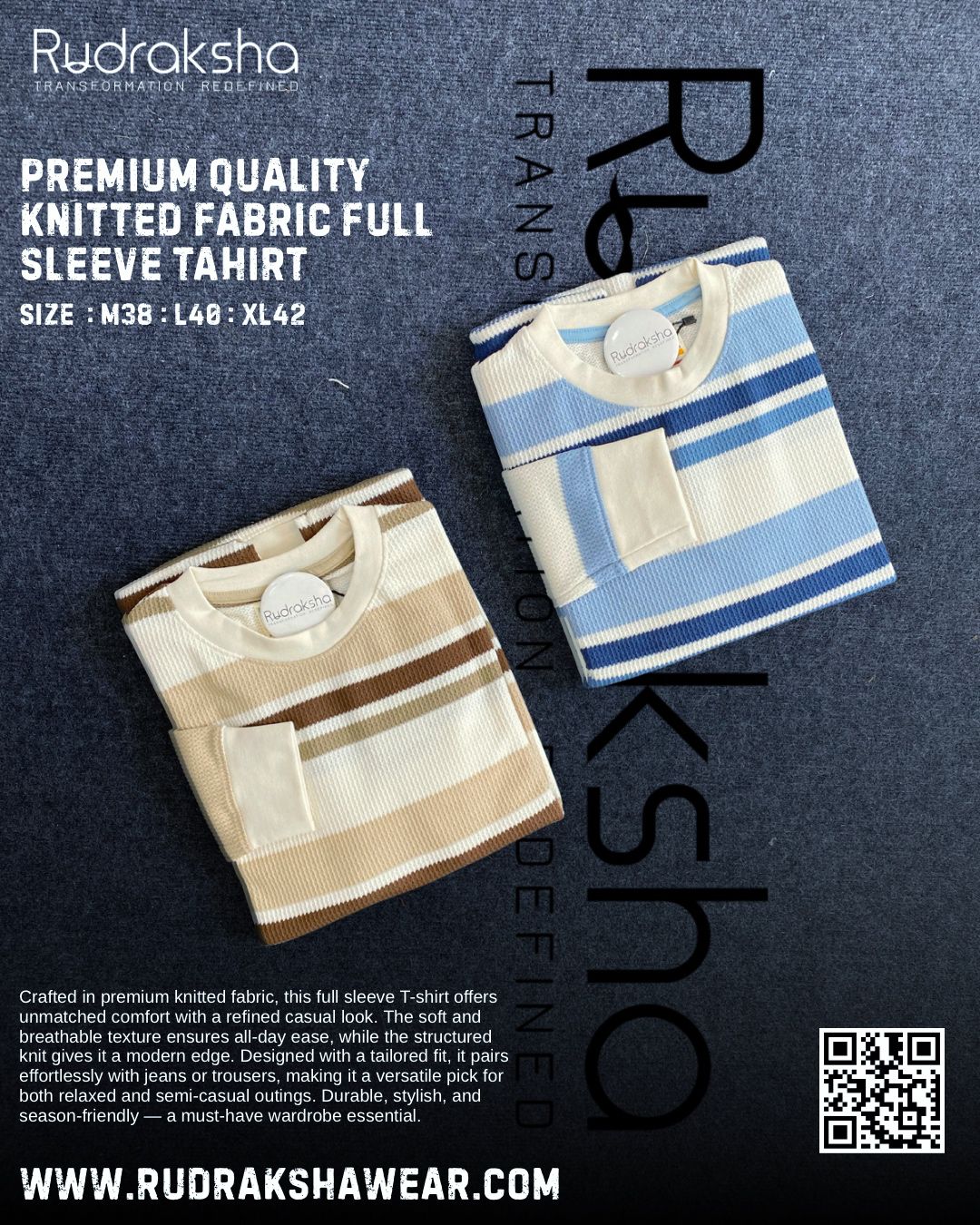 Premium Quality Knitted Full Sleeve T-shirt