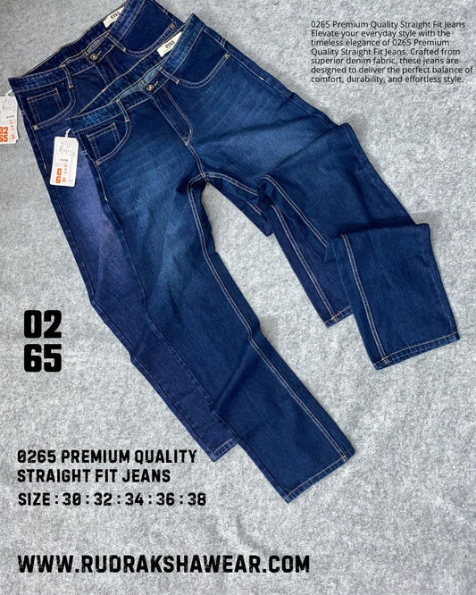 0265 PREMIUM STRAIGHT FIT JEANS | MERGING WHISKER| NON LYCRA | 42” Length