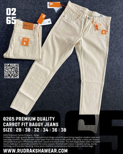 Combo - 0265 Cord Fabric Full Sleeve Shirt + 0265 Carrot Fit Baggy Jeans | Jeans Length 39"/40" | Jeans Non Lycra