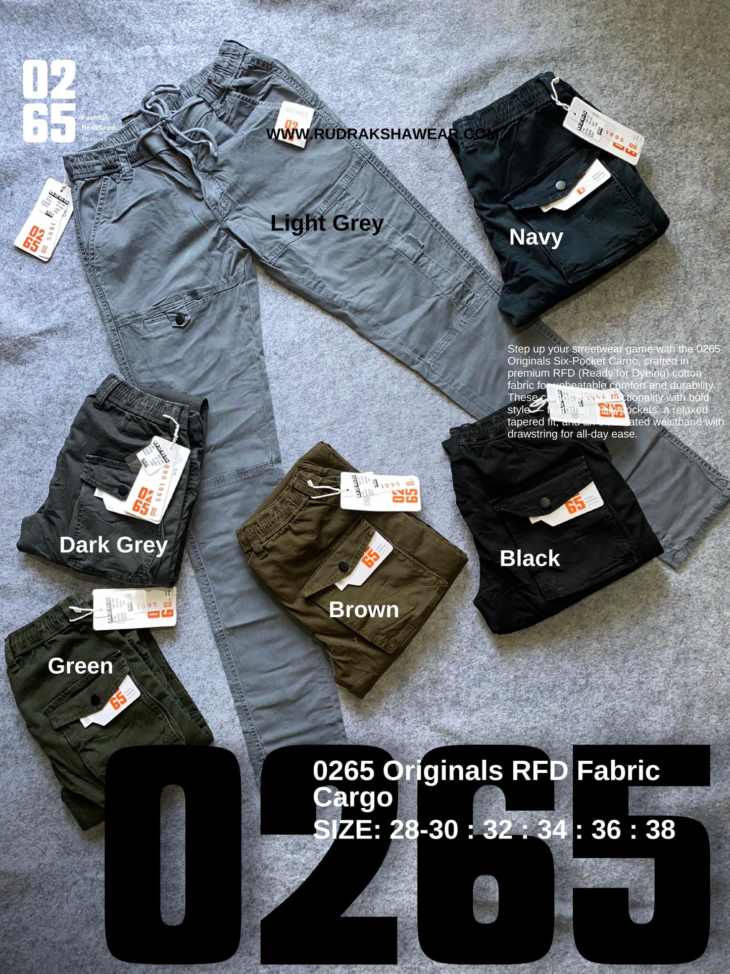 RFD 4 Pocket Cargo Pant By 0265 - Length 40'' - Slim Fit