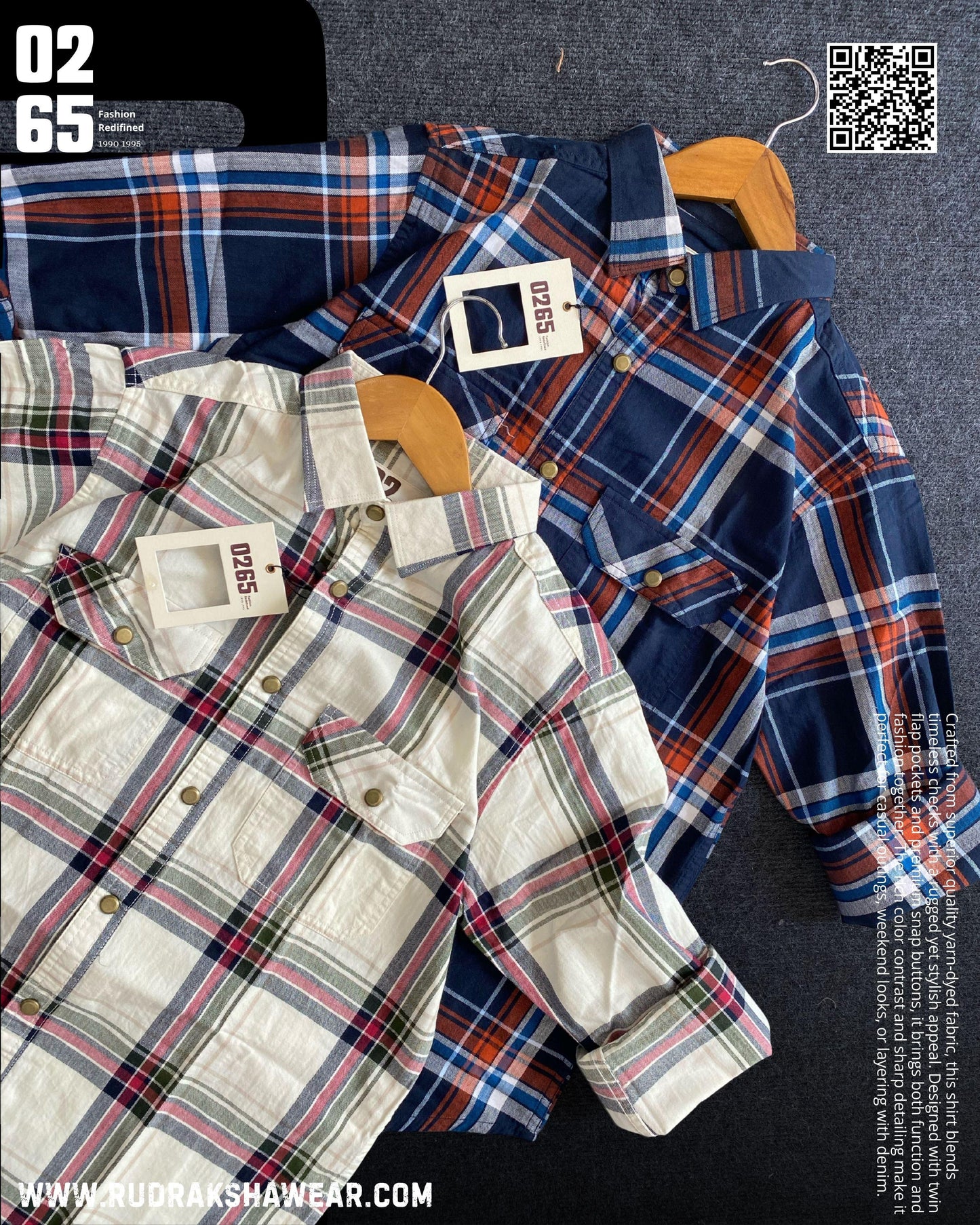 0265 Premium Yarn Dyed Double Pocket Shirt | Metal Snap Buttons | Soft Fabric