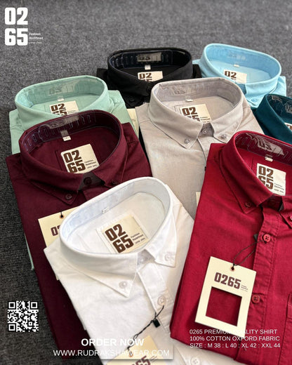 0265 Plain Full Sleeve Oxford Shirt | Inside Placket Tape
