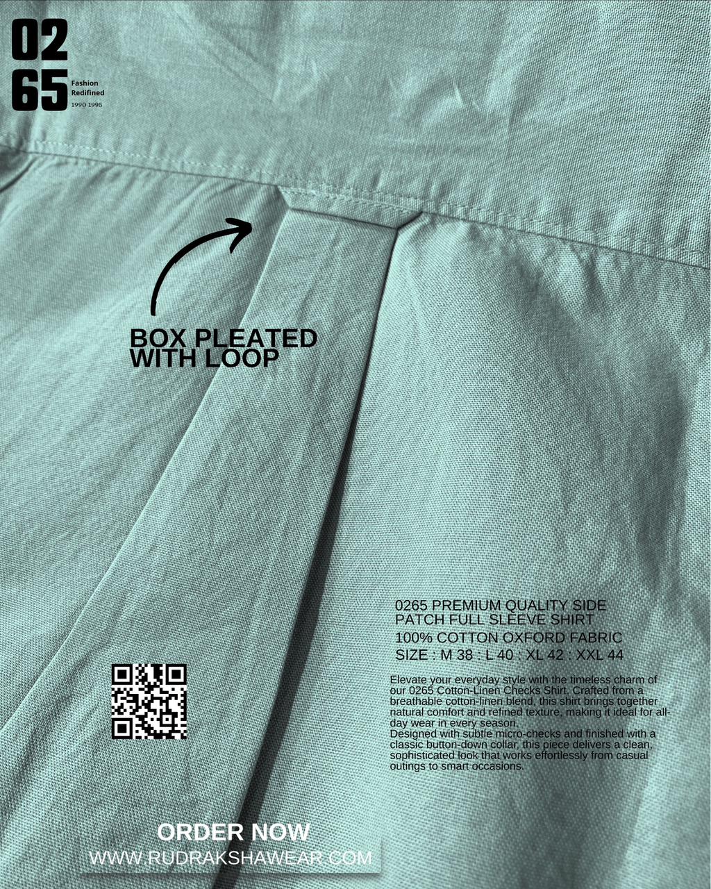 0265 Oxford Shirt With Side Patch | 100% Cotton | Full Sleeve