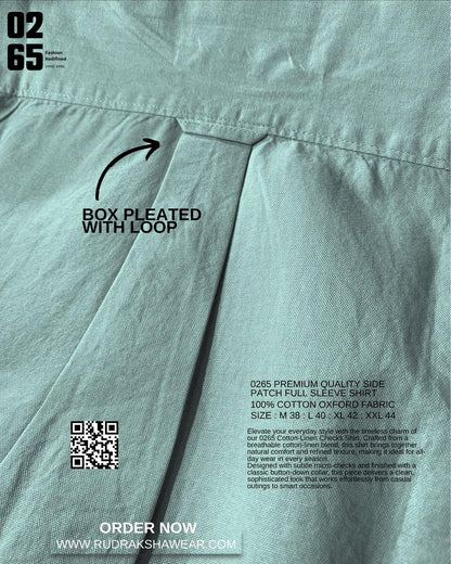 0265 Oxford Shirt With Side Patch | 100% Cotton | Full Sleeve