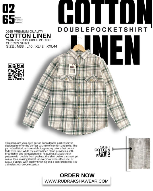 0265 Double Pocket Cotton Linen Full Sleeve Shirt