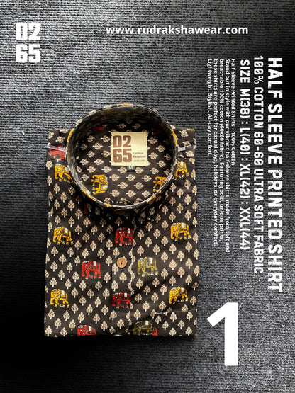 0265 Half Sleeve Printed Ultra Soft & Thin Cotton Fabric shirt ( May occur slight shrinkage after wash )