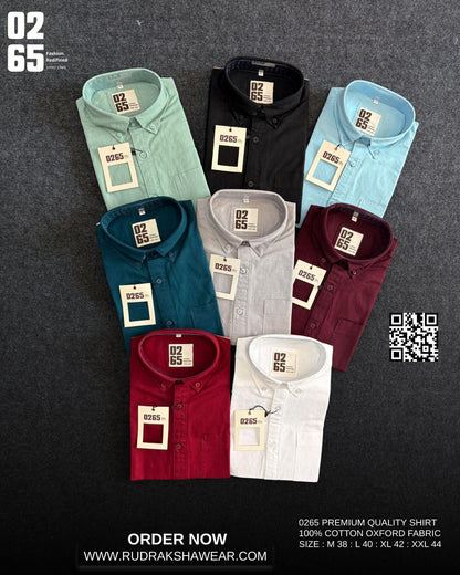 0265 Plain Full Sleeve Oxford Shirt | Inside Placket Tape