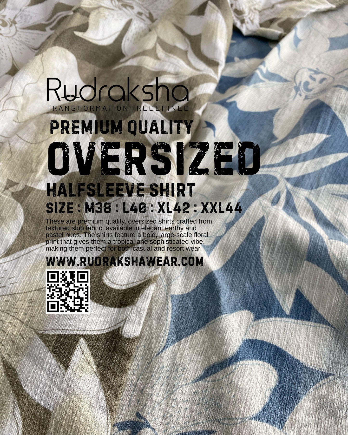 Premium Cuban Collar Oversized Half Sleeve Shirt | Slub printed fabric