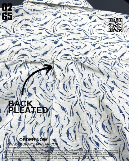 0265 Cotton Slub Printed Shirt | Backside Box Pleated | Full Sleeve