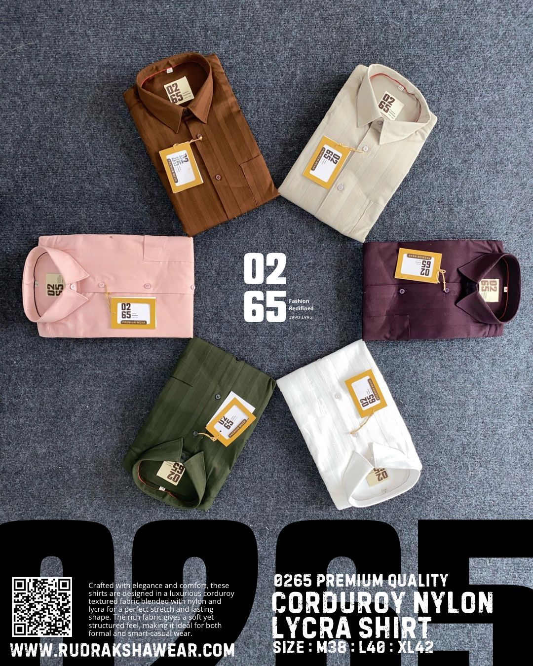 0265 Courdroy Nylon Lycra Full Sleeve Shirts | Inbuilt Collar Stays | Festival Collection