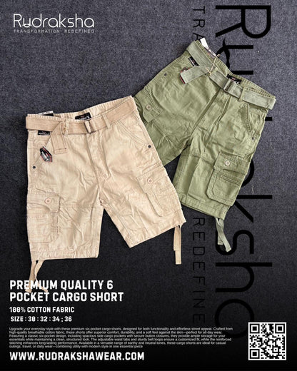 6 Pockets Shorts | 100% Cotton Fabric | With Belt | Summer Special | Cargo Pockets