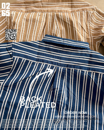 0265 Textured Vertical Lining Stretchable Shirt | Box Pleated