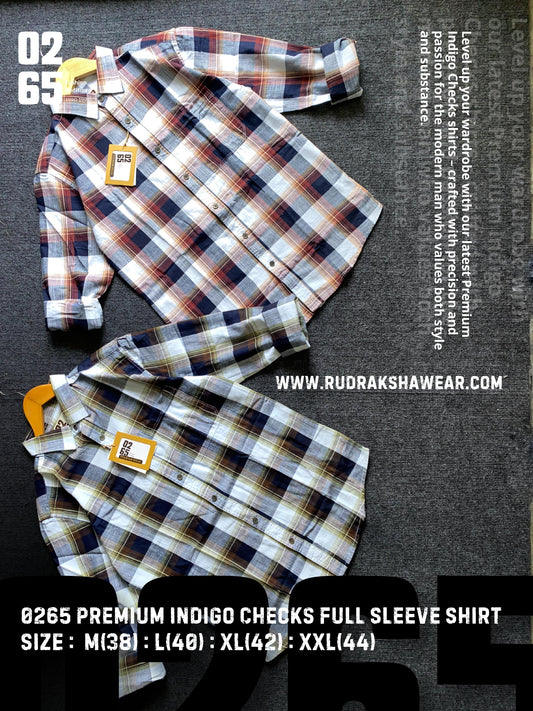 Indigo Full Sleeve Yarn Dyed Checks Shirt- Premium Range By 0265