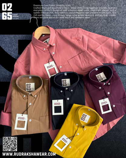 0265 Cord Fabric Full Sleeve Shirt | Button Down Collar | Stretchable | Soft & Comfort