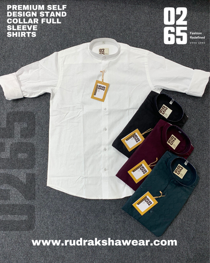 PREMIUM STAND COLLAR SELF DESIGN FULL SLEEVE SHIRTS BY 0265