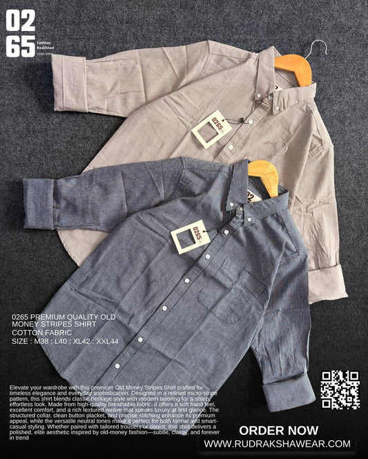 0265 Premium old money stripes full sleeve shirts | 100% cotton fabric | Button down collar |Backside pleated