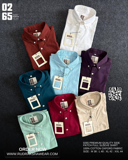 0265 Oxford Shirt With Side Patch | 100% Cotton | Full Sleeve